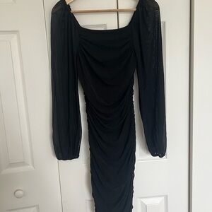 Zesica Elegant Black Long Sleeve gather Dress size small